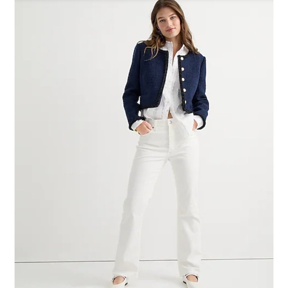J Crew $128 White High Rise Slim Demi Boot Pant in Courduroy Size 25 BM744